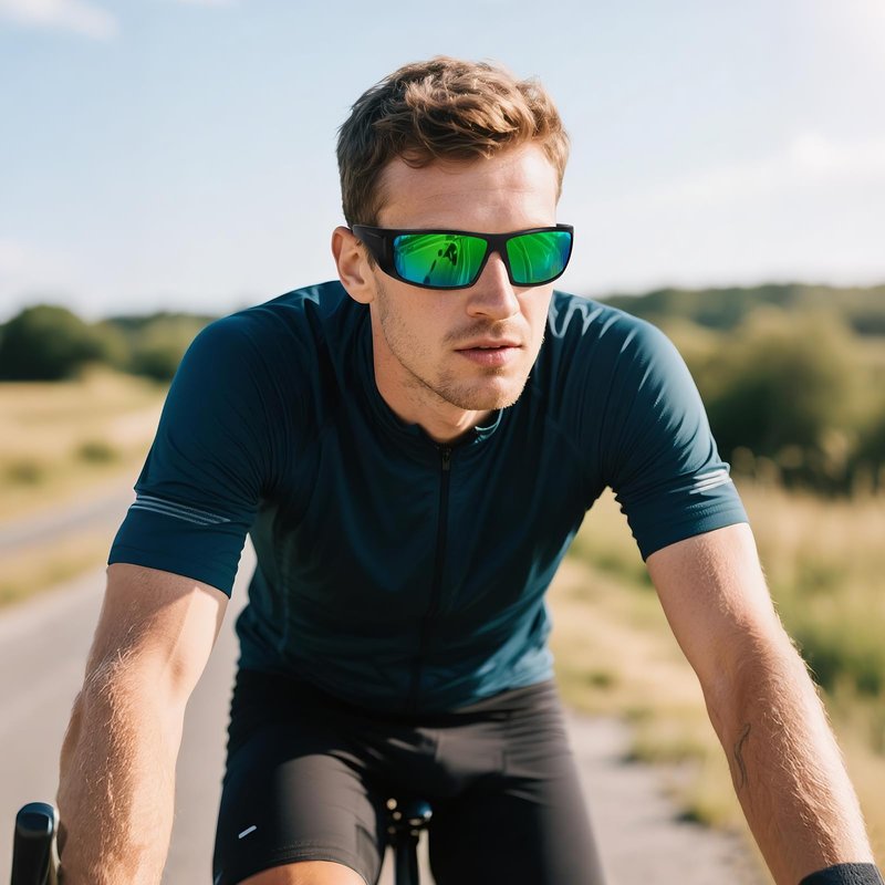 Ofwin Polarized Sports Sunglasses for Men Women Unbreakable Frame Cycling Fishing Wrap Around Sunglasses UV400 Protection 3Pack-Red+Blue+Green