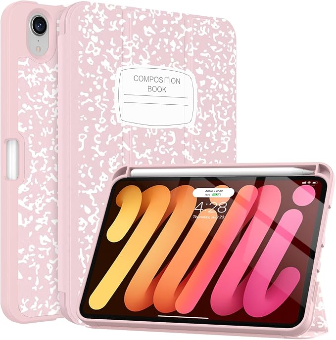 Soke Case for iPad mini (A17 Pro) 7th/ 6th Generation (Book Wine) | Built-in Apple Pencil Slot fit iPad Mini 2024 and 2021 8.3 inch Auto Sleep/Wake
