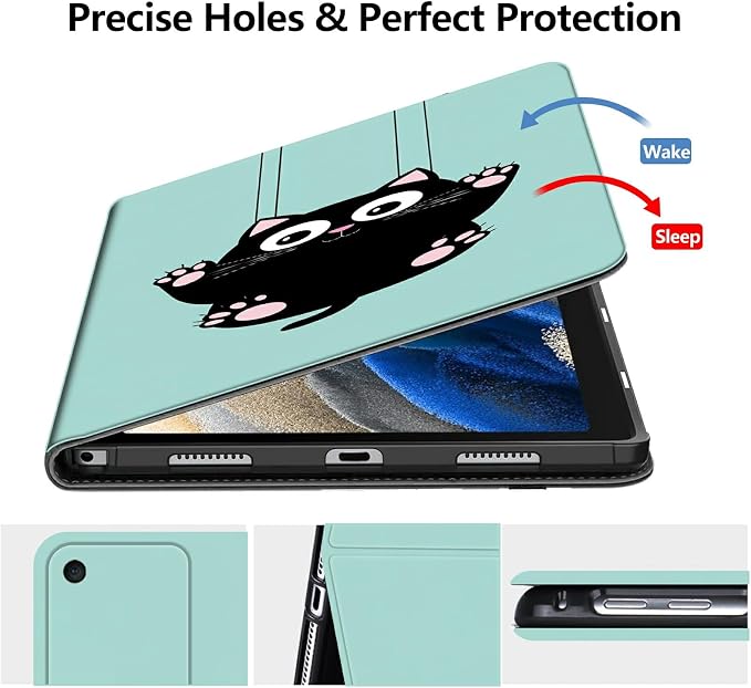 Case for Fire 7 2019/2017/2015Black Cat Purple Roses | DIGTIALL Slim Cover for Fire 7 Tablet 9th/7th/5th Gen 7.0 Folding Stand Protective Case Auto Sleep/Wake Smart Shell