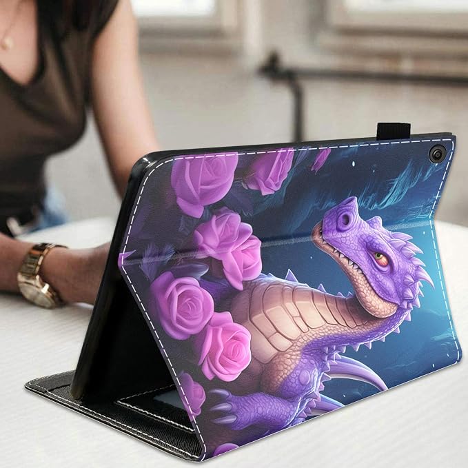 Case for Amazon Kindle Fire HD 10 Tablet 10.1 (9th/7th Generation 2019/2017 Release) Slim Folding Stand Folio Cover with Card Slot &amp Auto Wake/Sleep - African American Girl