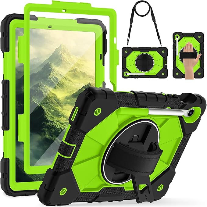 Case for Samsung Galaxy Tab S10 Lite/S10 FE/S9 FE /S9 Tablet Case 10.9/11 Inch with Rotate Stand &amp Hand Strap Screen Protector Pen Holder for Galaxy Tab S10 FE Cases Black