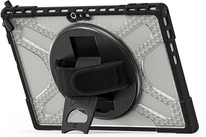 BRAECNstock Case for Microsoft Surface Pro 7+ Plus/7/6/5/4 12.3 - Black | Shockproof Case with 360° StandHand Strap &amp Pencil Holder | Type Cover keyboard CompatibleBusiness Friendly