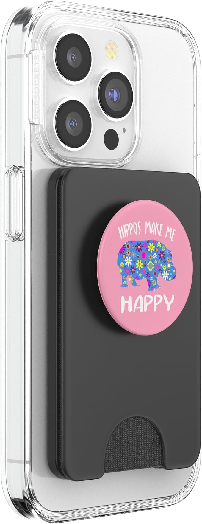 Hippo Phone Hand Holder Gifts - Cute Floral Hippopotamus PopSockets Adhesive PopGrip