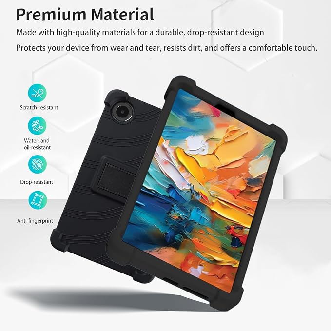 Case for TCL TAB 8 NXTPAPER 5G 8.7-Inch Tablet – Shockproof Silicone Protective Cover with Kickstand Drop-Resistant Business Style (Black)