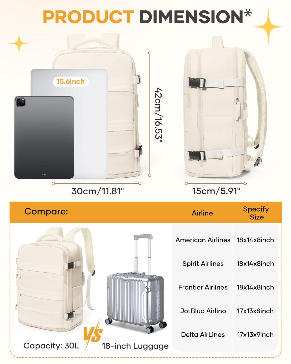 coofay Travel Backpack For Women Men Airline Approved Carry On Backpack Flight Approved Waterproof Sports Luggage Backpack Casual Daypack Small Hiking Backpack
