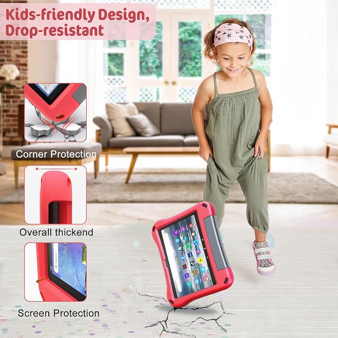 Tablet 8 Case for Kids for 2020/2022 Ubearkk Anti Slip Shockproof Cover Not for iPad Samsung Lenovo Tab red