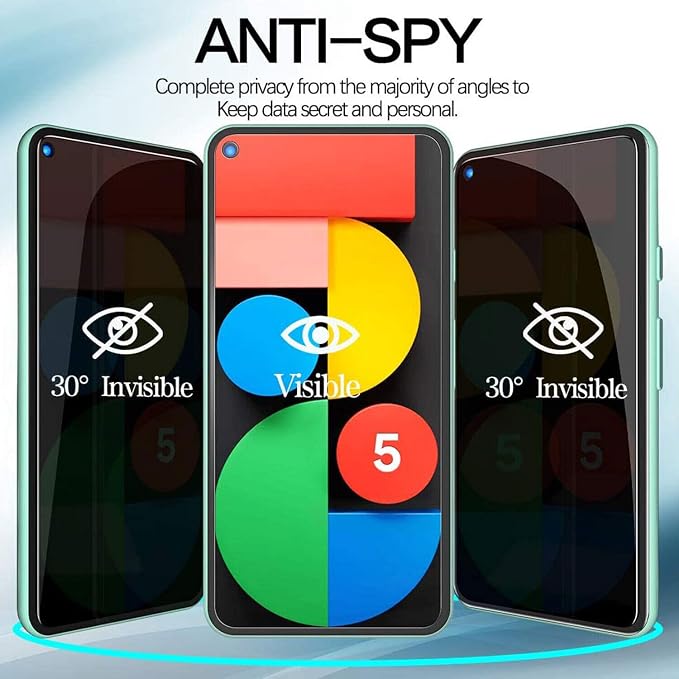 3 Pack Privacy Screen Protector for Google Pixel 4 9H Hardness [Anti-Scratch] Full Coverage Anti-Spy Tempered Glass Film for Google Pixel 4 [Don’t Support Fingerprint Unlock] | 9H Hardness Anti-Spy T