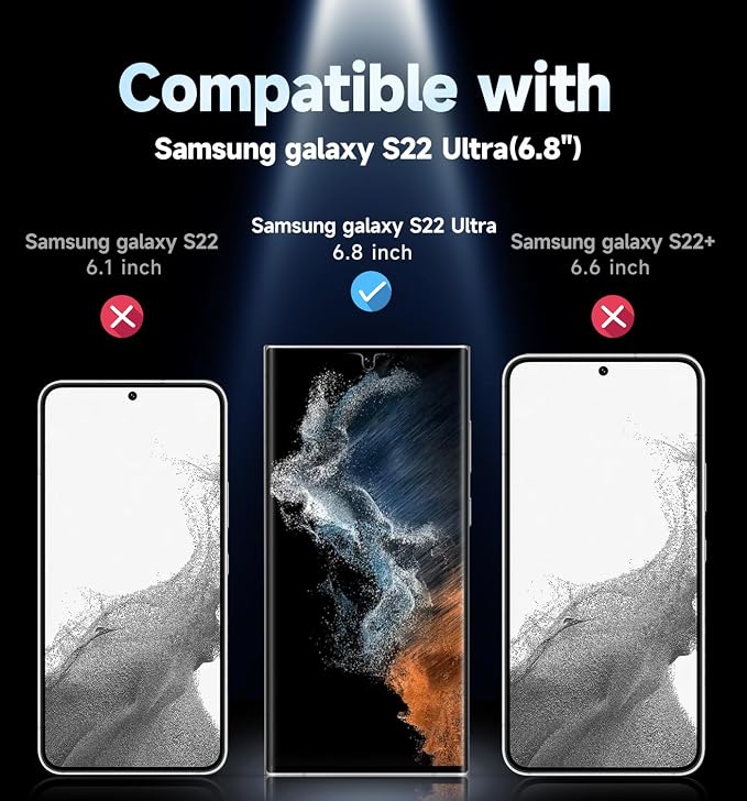 MAGIC JOHN 2 Pack for Samsung Galaxy S22 Ultra Screen Protector [PET Ceramic film] Not Glass 6.8 inch[100% Fingerprint ID Compatible] Easy Installation Tray 3D Curved Bubble Free Scratch Proof HD