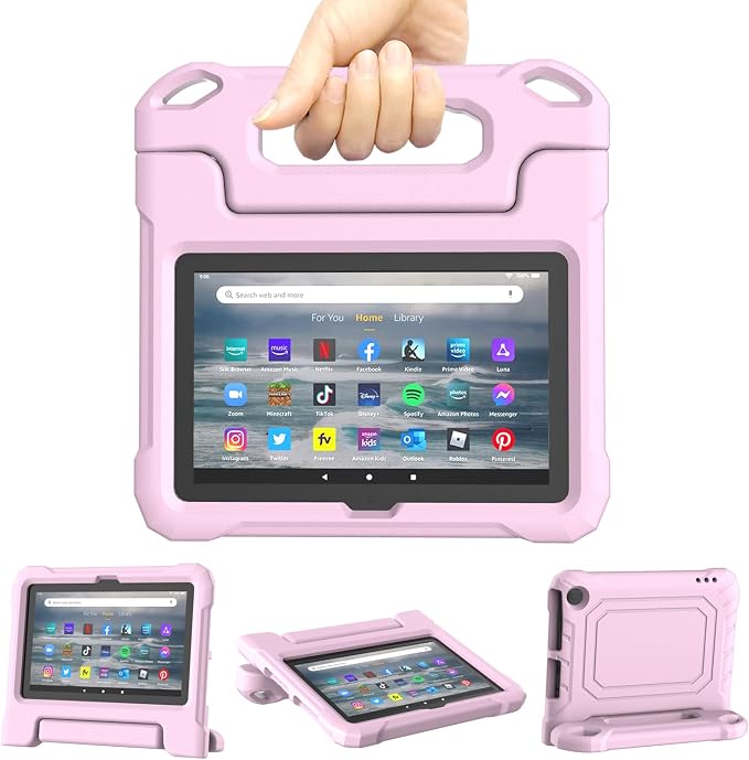 Kids Case for Amazon Fire 7 Tablet Case (12th Generation 2022)Blue | Lainergie Lightweight Easy to Carry Shockproof Kids Friendly Durable Hight Quality EVA Material Cover with Handle Stand