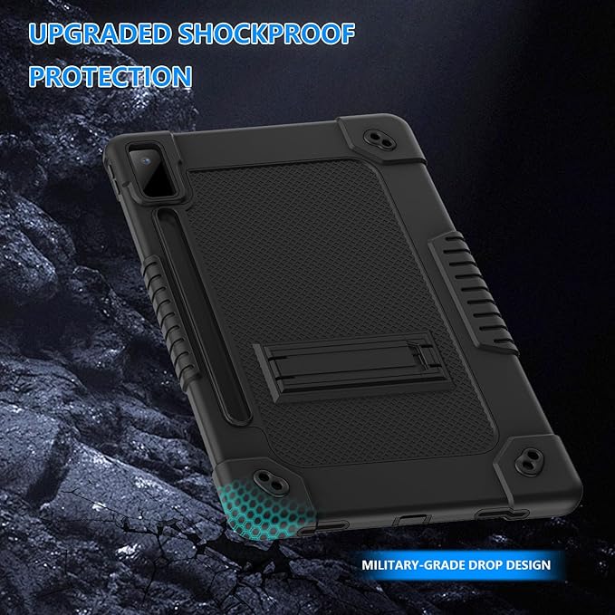 Case for Lenovo Tab P12for Lenovo Tab P12 12.7 Tablet CaseShockproof with Kickstand/Shoulder Strap Case for Lenovo tab P12/Xiaoxin Pad Pro 12.7 Tablet TB370FU/TB371FC (Black)