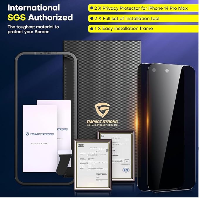 ImpactStrong Anti-Spy Privacy Screen Protector for iPhone 11 / iPhone XR (6.1-Inch) 9H Tempered Glass Shatter-Resistant Anti-Scratch Easy Install Kit Case Friendly 2-Pack