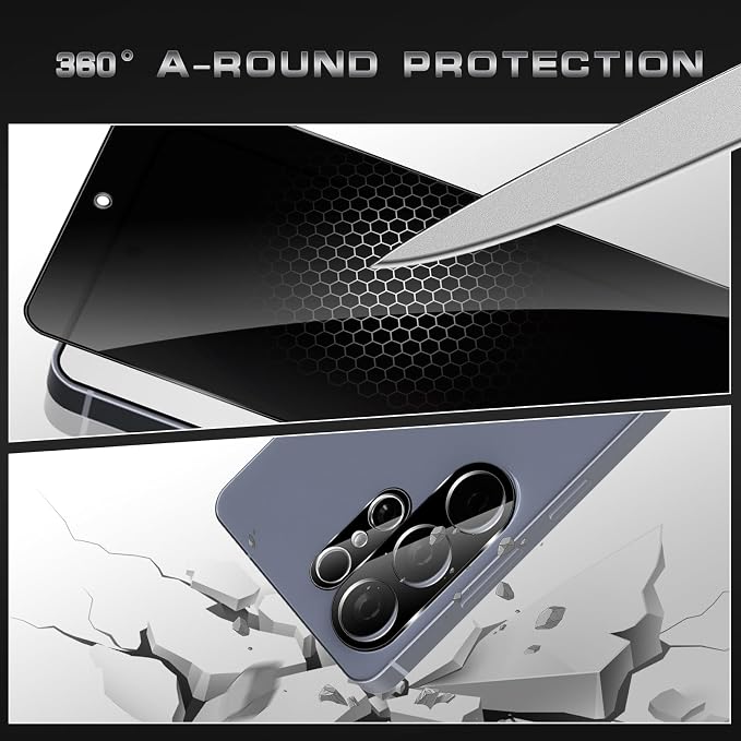 4 Pack Nothing Phone (3a) Pro 5G Privacy Screen Protector 2 Pack Privacy Tempered Glass Film and 2 Pack Camera Lens Protector Anti-Spy Protection for Nothing Phone (3a) Pro 5G Screen Protector