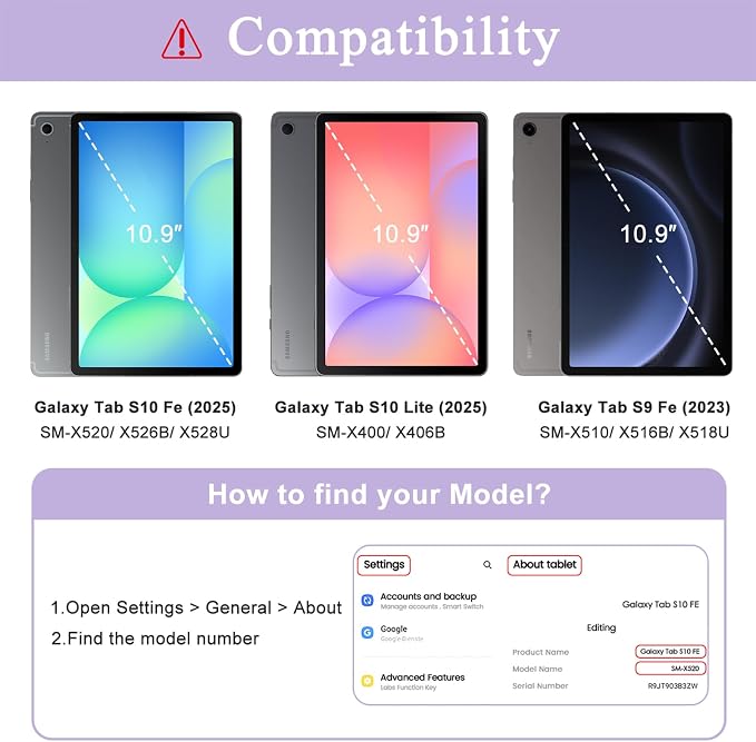 Supveco Case for Samsung Galaxy Tab S10 Fe / S10 Lite / S9 FE 10.9-Inch | Premium Folio Stand Soft TPU Protective Cover with S Pen Holder Multi-Angle Viewing &amp Auto Wake/SleepNotebook