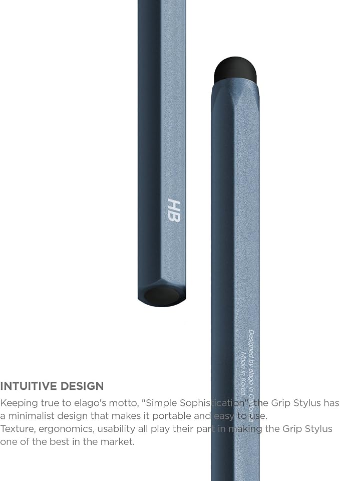 elago Premium Aluminum Hexa Stylus Pens for All Touch Screen Tablets | Soft Touch Pen-Point Precise Touch and Control Extra Rubber Tip Included Ergonomic Grip Comfortable Grip (Black)