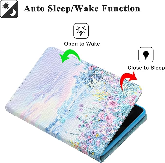 Case for Amazon Fire HD 8 &amp 8 Plus (12th/10th Generation 2024/2022/2020 Release) Pen Holder Premium PU Leather Stand Cover with Smart Auto Wake/Sleep Green Tress