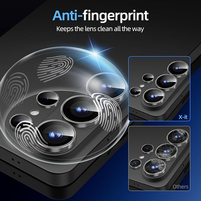 X-it Camera Lens Protector for Samsung S25 9H Tempered Glass Independent Metal Aluminum Edge Original Protection Design Suitable for Phone Case Anti-scratch Anti-reflectiveBlue