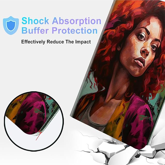 for Microsoft Surface GO 3/GO 2 Case with Adjustable Stand &amp Auto Wake/Sleep PU Leather Slim Smart Protect Cover - African Women Red Hair