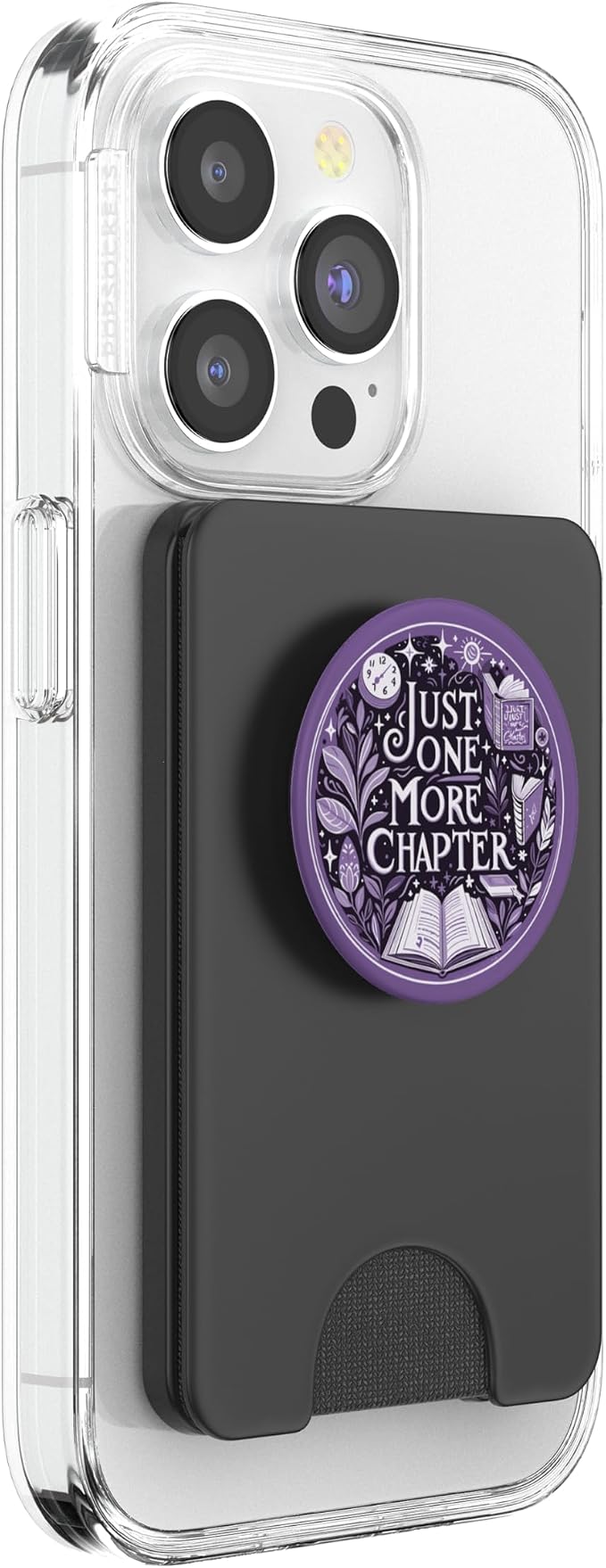 Just One More Chapter Bookish Book Reading Botanical Purple PopSockets PopGrip for MagSafe