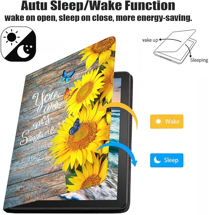 Case for iPad (A16) 11th Generation 11 Inch 2025 iPad 10th Generation 10.9 Inch 2022 Premium PU Leather Stand Folio Cover with Auto Sleep/Wake American Flag Sunflower and Cow