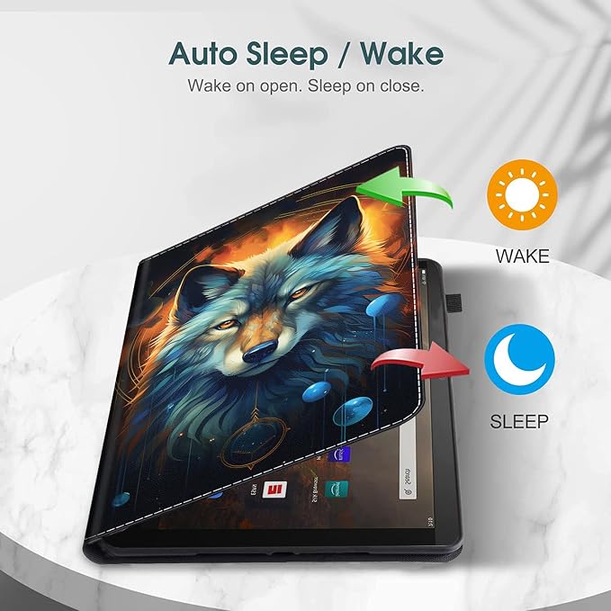 Case for All-New Amazon Fire HD 10 and 10 Plus Tablet (13th/11th Generation 2023/2021 Release) 10.1 - Slim Fit Standing Cover with Auto Sleep/Wake，Wolf