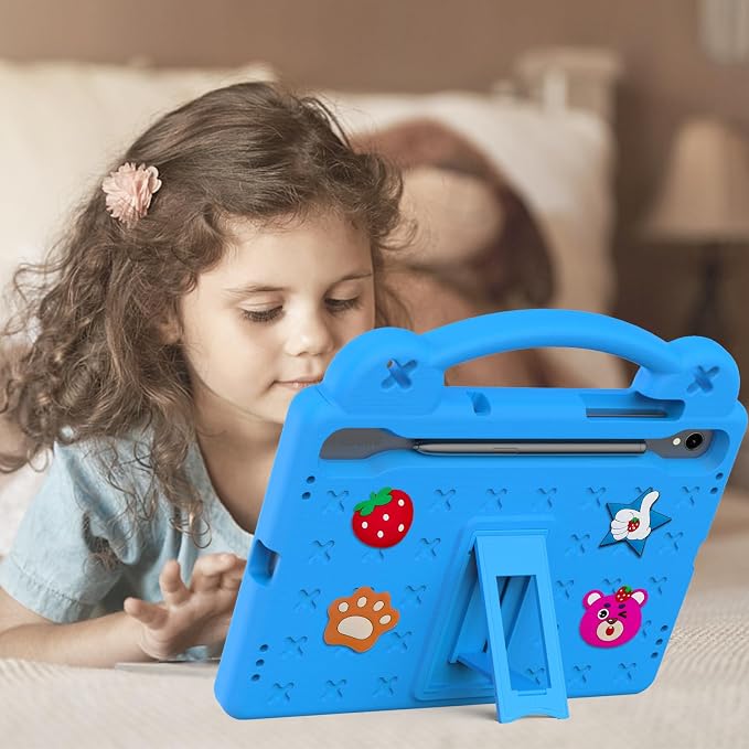 YRH Case for Samsung Galaxy Tab S10 Lite/Tab S10 FE/S9 FE 10.9'' with Handle Stand Kids EVA Shockproof Cover Blue