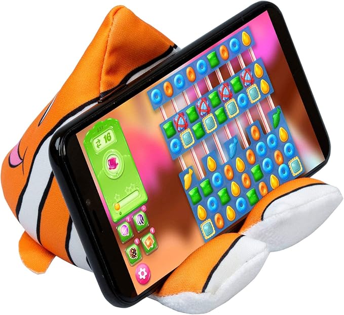 Plusheez Mobile Phone Holder | 2 in 1 Phone Stand with Micro Fibre Wipe | Screen Cleaner | Universal Phone Stand for Kids Children Adults | eReader/Kindle/Smartphone/Small Tablet Compatible (Bird)