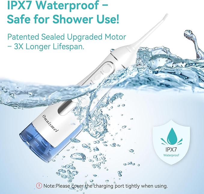 Water Dental Flossers for Teeth, 300ML Cordless Portable Electric Water Flosser, 4 Modes Oral Irrigator, Waterproof Rechargeable Water Floss for Deep Cleaning, Plaque Remover,Braces Home Travel Use