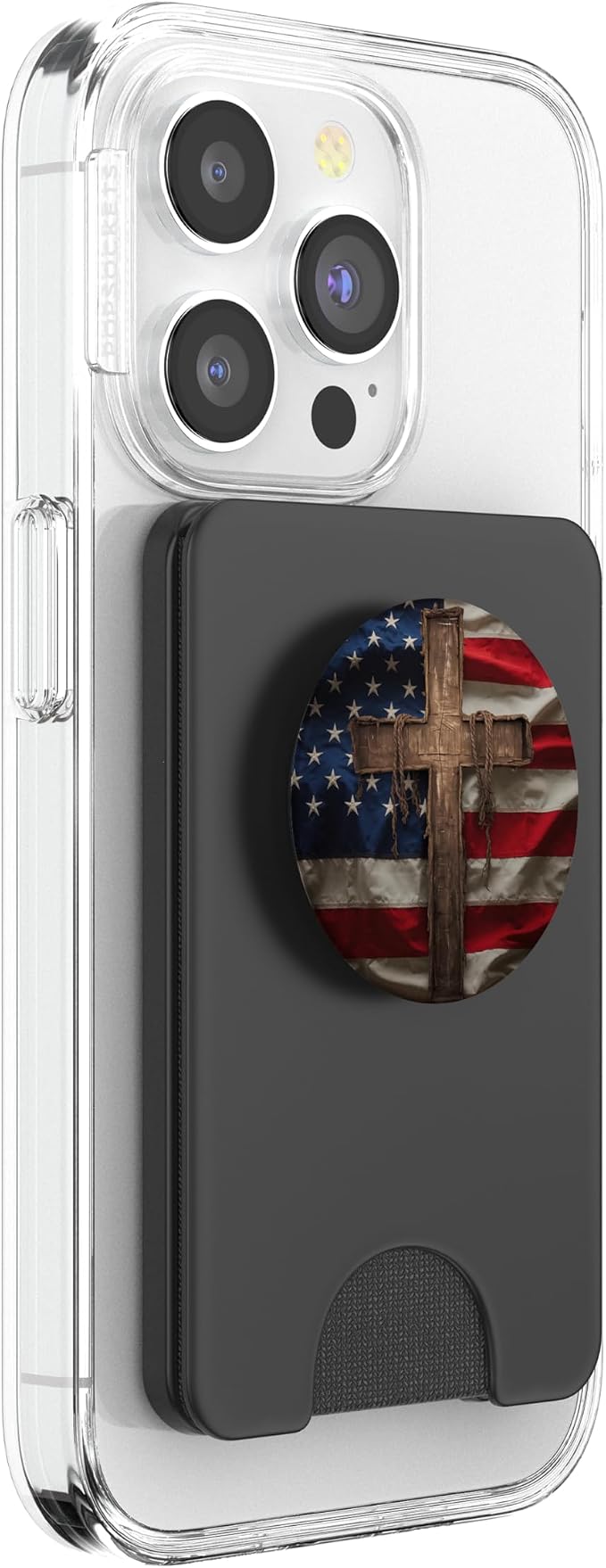 American Flag and Wooden Cross Christian Patriotic Design PopSockets PopGrip for MagSafe