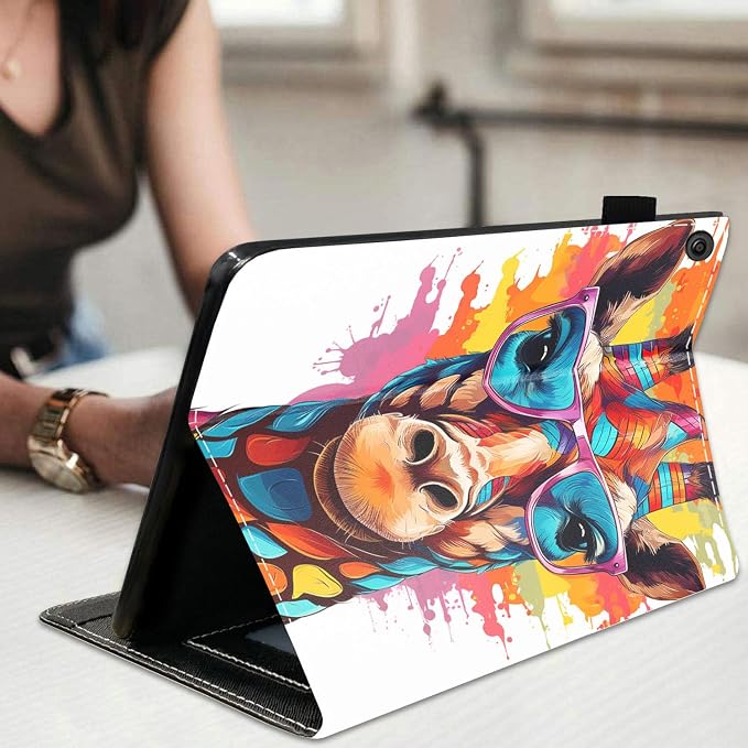 Case for Amazon Kindle Fire HD 10 Tablet 10.1 (9th/7th Generation 2019/2017 Release) Slim Folding Stand Folio Cover with Card Slot &amp Auto Wake/Sleep - African American Girl