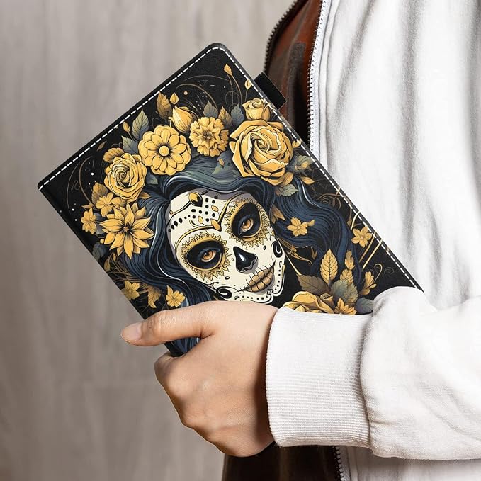 Case for Amazon Kindle Fire HD 10 Tablet 10.1 (9th/7th Generation 2019/2017 Release) - PU Leather Folio Case with Smart Auto Wake/Sleep African American Girl