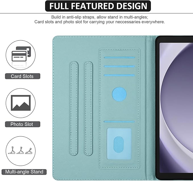 Fancity Case Fits Samsung Galaxy Tab A9/A11 Plus 11” 2025/2023 X210/X216 | Premium PU Leather Cover with Multi-Angles Pencil Holder Smart Wake Sleep for Galaxy Tab A9 A11 Plus X218 Beach