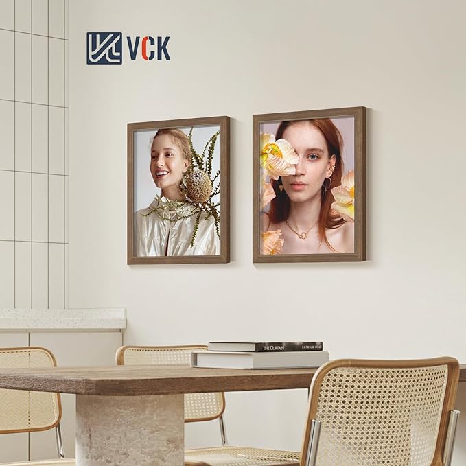 VCK 16x20 Brown Poster Frames 3 Pack, High-End Wood Wide Border Picture Frame,Multi-Directional Display Family Photos, Office Prints, Studio/Gallery/Home Artwork
