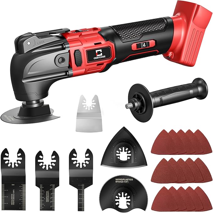 Cordless Oscillating Tool Compatible with Milwaukee 18V Battery, 21000 OPM Max Brushless-Motor Tool with Auxiliary Handle, Oscillating Multi-Tool for Scraping, Sanding,Cutting Wood(Tool only)