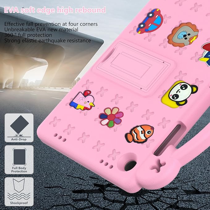 Kids Case for Onn. 10.1 Tablet 2024 Shockproof Full Body Protective Light Weight EVA Folding Handle Stand Shoulder Strap for Onn. 10.1 Inch Tablet Gen 4 2024 Model Pink
