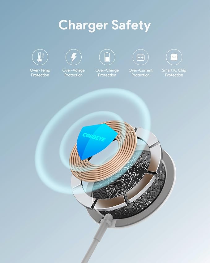 COKOEYE Magnetic Wireless Charger 2-Pack for iPhone Wireless Charger Pad Max Fast for Magsafe Phone Adapter for iPhone 16/16 Plus/16 Pro/16 Pro Max/15/15 Pro/15 Plus/ 14/13 Series/AirPods Pro 2