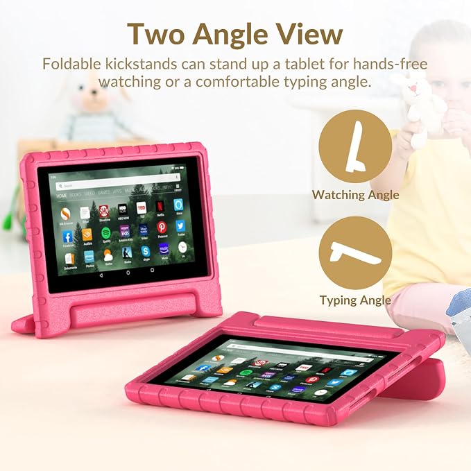 Kids Case for Kindle Fire HD 8 Tablet Case (8th/7th/6th) Shockproof Blue | 2018/2017/2016 Release Lightweight EVA Handle Stand Full Protection For Kids Daily Use