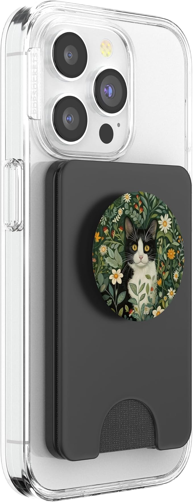 Tuxedo Cat Flowers Floral Botanical PopSockets PopGrip for MagSafe