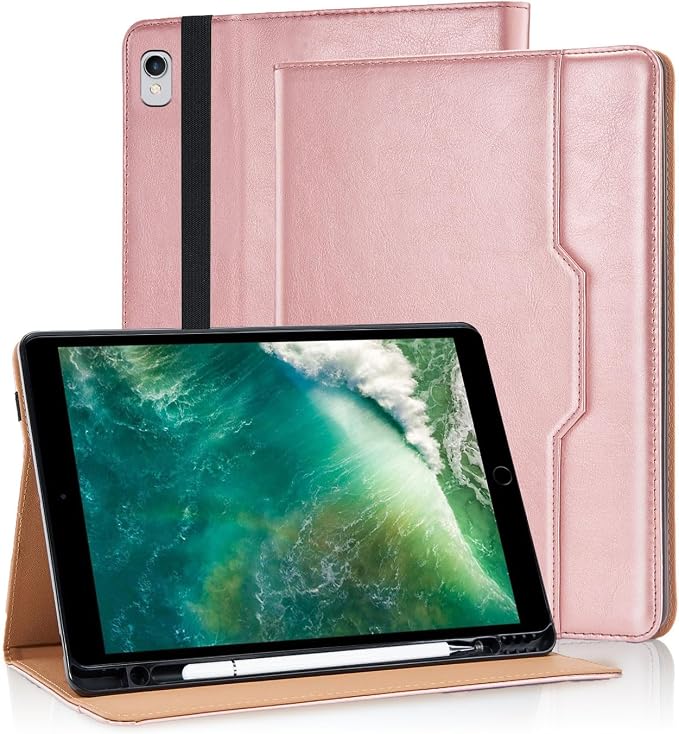 Case for iPad 9th / 8th / 7th Generation (2021/2020/2019) 10.2 Inch Premium Leather Flip Cover Multi-Angle Viewing Stand with Hand Strap Auto Wake Sleep for iPad 10.2Black