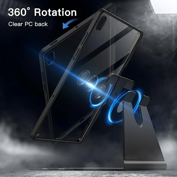 JETech Rotating Case Cover for Samsung Galaxy Tab S11 Black | 360° Rotation Stand Clear Back Design Auto Wake/Sleep S Pen Holder Full Protection