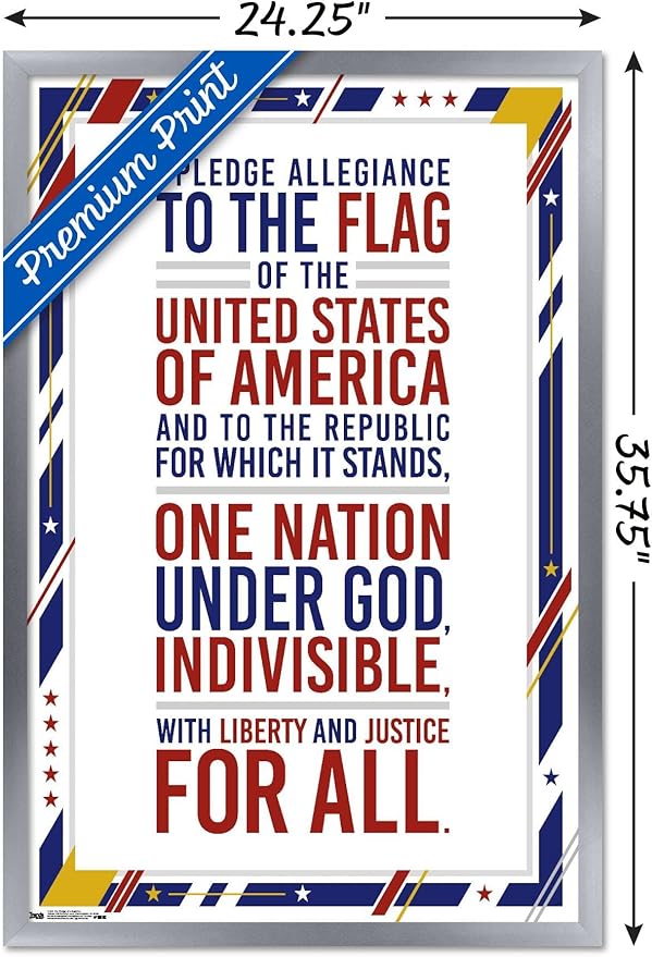 Trends International The United States Of America - Pledge Of Allegiance Wall Poster, 22.375" x 34", Silver Framed Version