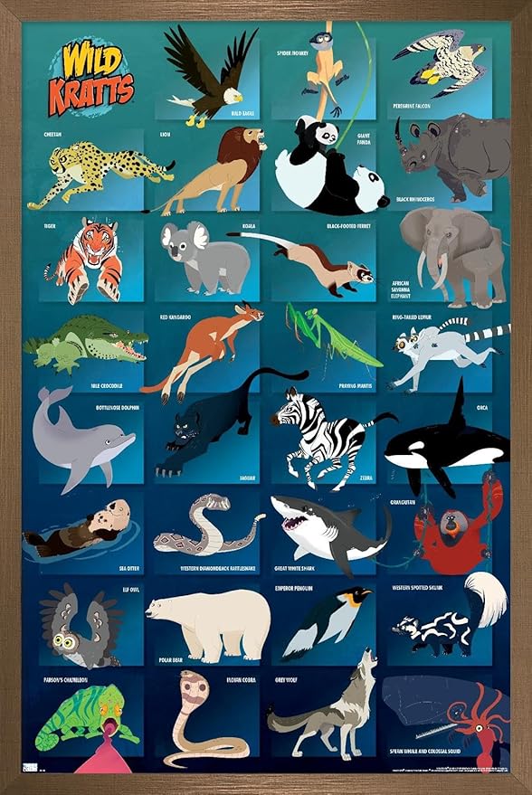 Wild Kratts - Grid Wall Poster, 34L" x 22.4W", Bronze Framed Version