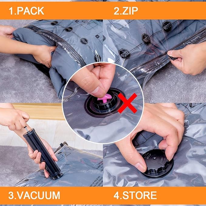 GONGSHI Vacuum Storage Bags, Space Saver Seal Bags For Clothing, Blankets, Comforters, Pillows, Clothes Storage,Travel Luggage.10 M