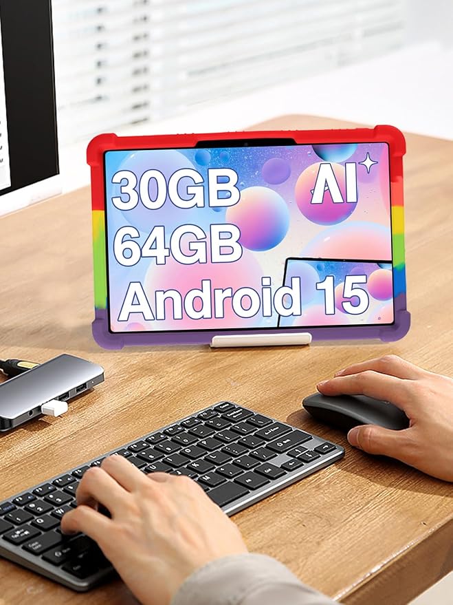 for DEERTiME E15 10 inch Android 15 Tablets Protective caseShockproof Lightweight Silicone Protective Cover with StandChild-Friendly ProtectionEasy to Clean DesignBlack