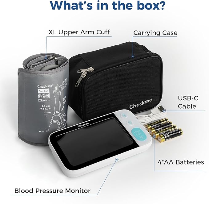 Checkme Blutooth Blood Pressure Monitors for Home Use, Blood Pressure Machine with Dual-Display, Extra-Large Adult Cuff, 500 Readings, Voice Broadcast - Automatic BP Monitor with Bluetooth