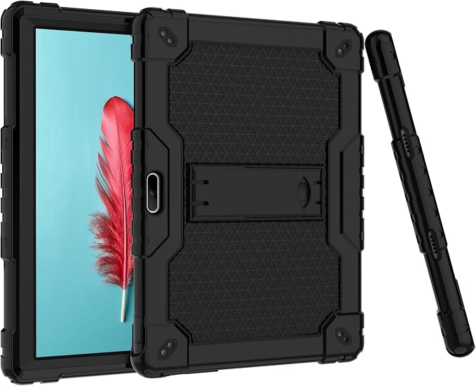 case for Dragon Touch Notepad K10 MAX10 Plus Case Built in Stand Shoulder Strap for FEONAL K118 K101 Veidoo T80 Plus 10.1 inches Tablet (Black/Black)