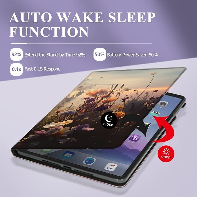 Case for Samsung Galaxy Tab A11 + Plus/A9 + Plus 11 Inch 2025/2023 Ultra-Thin Multi-Angle Protective Cover with Auto Sleep/Wake Black Cat and the Blue Flower