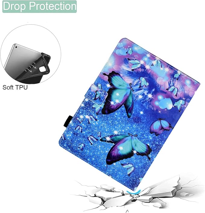 Case for iPad A16 11th Gen 11/10th Gen 10.9 2025/2022Notebook | Black PrintSlim Durable Foldable Stand PU Leather Pencil Holder Card Slot Auto Wake，Auto Sleep