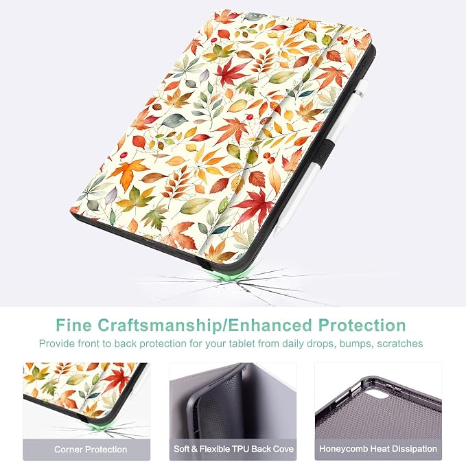 Lokigo Case for iPad (A16) 11th/10th Generation Aurora Forest | for iPad 11th-11 Inch/10th-10.9 Inch Stand Cover Pencil Holder/Hand Strap/Pocket Support Touch ID Auto Wake/Sleep