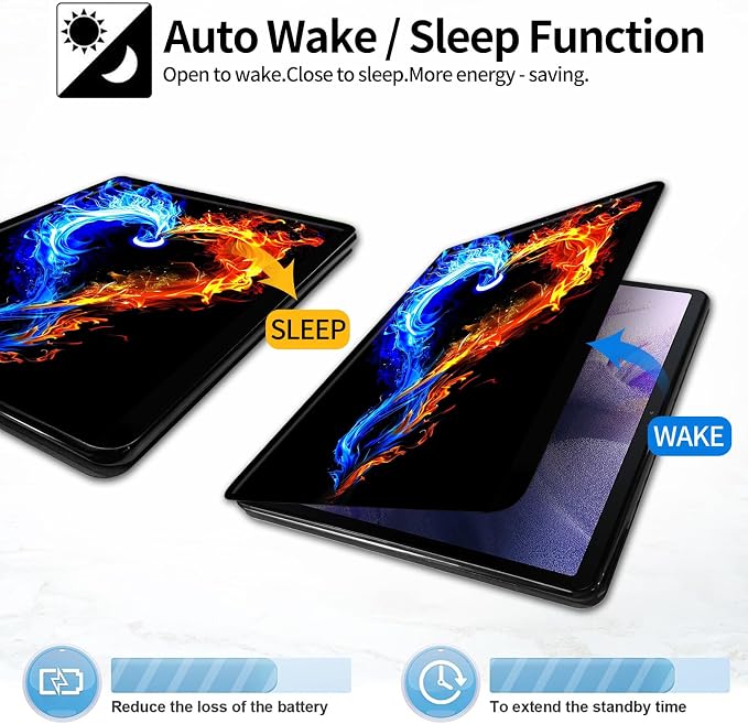 Case for iPad (A16) 11th Generation 11 Inch (2025)iPad 10th Generation 10.9 Inch (2022)PU Leather Slim Standing Smart Coverwith Auto Sleep/WakeBall on Fire
