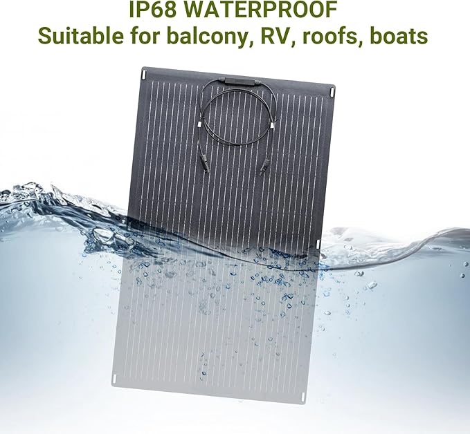 ALLPOWERS SF100 100W Flexible Solar Panel,Ultra-Thin 3mm Bendable Monocrystalline Solar Charger,25% Efficiency IP68 Waterproof for RV Roof,Camping,Marine Use,Compatible